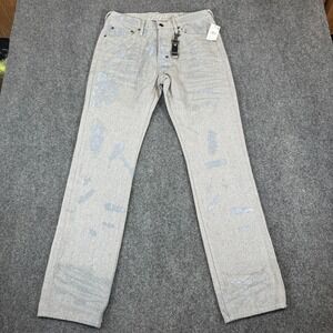 PRPS Demon Straight Fit Jeans Mens 31x33 Gray Paint Splatter Premium Denim NWT